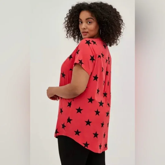 Torrid Harper Rayon Twill Pullover Short Sleeve Tunic Blouse - Picture 3 of 3